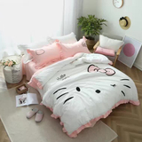 1.2米1.35m儿童床四件套kitty凯蒂猫可爱纯棉女孩韩风床品套件1.8