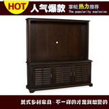 王氏家具 定制 客厅实木电视组合柜 特价 实木比邻乡村电视柜