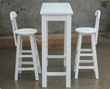 厂家定制 纯白全实木酒吧桌椅 吧台桌 高脚凳 酒吧凳 咖啡桌白色