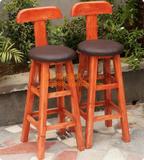 厂家定制 实木酒吧椅 实木吧凳 吧台椅 酒吧凳 红色做旧高脚椅