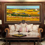 手绘客厅风景油画现代家居梵高名画丰收欧式玄关书房壁画横装饰画