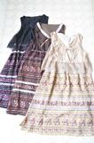 日本原单axes famme复古蕾丝花柄假两件背心裙连衣裙高档雪纺材质