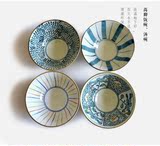 木+特价出口日式和厨房餐具风釉下彩陶瓷斗形高脚饭面粥碗套装