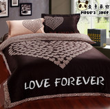 创意四件套新婚床上用品豹纹心形床品浪漫的爱床单被套床笠包邮
