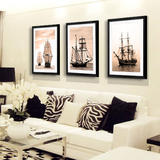 帆船画 欧式装饰画艺术画 风景画带框画有框画客厅餐厅玄关装饰画