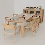 HR家道家具 现代简约欧式 桌椅套装 原木色 实木餐桌 德国山毛榉
