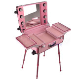 正品韩版 大型带灯支架专业拉杆化妆箱 跟装箱 粉红色黑色配灯泡