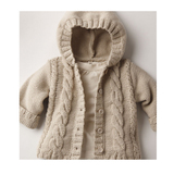 织黛纯手工编织韩版加厚粗毛线开衫带帽宝宝婴儿毛衣开衫定制订做