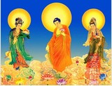 梵音精舍西方三圣像佛像三圣唐卡定制佛教画像开光佛教用品