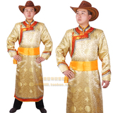 男士蒙古袍 少数民族服饰蒙古族服装演出舞蹈成人款婚礼服泥金色