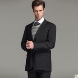 罗蒙专柜正品 新款男西装纯羊毛黑色西服套装6S15011