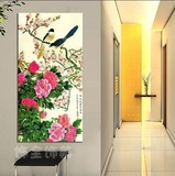 喜鹊鸟 牡丹花 时尚无框画 客厅装饰画 沙发背景画 过道玄关