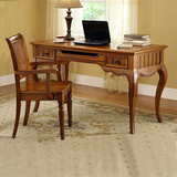 美式书桌实木欧式电脑桌简约仿古家具组装木质书桌书椅子现货包邮