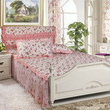 粉色樱花纯棉松紧带固定欧式床裙床单床罩全棉布艺韩版 包邮