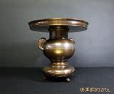 日本老铜器薄端花瓶器入金银错花道具摆件回流古玩古董收藏品