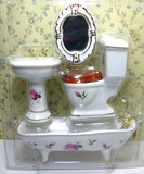 娃娃屋玩具浴室场景迷你仿真微缩模型-浴缸马桶镜子洗手槽盆包邮