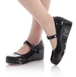 2015春秋新款韩版甜美糖果漆皮平跟女单鞋扣带中跟浅口学生鞋女子