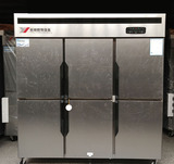 银都 六门双机单温厨房冰柜6门商用立式冰箱冷藏冷冻冷柜
