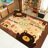 厚实可水洗棕色小熊卡通地毯茶几地毯客厅环保抗菌防滑儿童游戏毯
