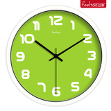 办公室餐厅卧室绿色底环保时尚简约挂钟表欧式创意静音客厅时钟表