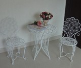 田园铁艺桌椅套装 欧式白色休闲桌椅组合 阳台铁艺桌椅 摄影道具