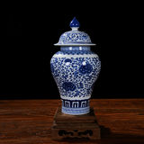 景德镇花瓶陶瓷摆件仿古手绘青花瓷将军罐复古小花瓶花器瓷器装饰