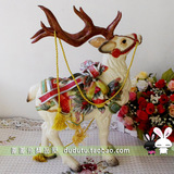 出口纯手工工艺品手绘陶瓷圣诞麋鹿摆件新年装饰品圣诞节礼物品