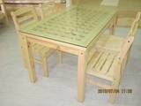 杭州热卖 实木餐桌椅 松木餐桌 钢化玻璃田园一桌四椅/六椅组合