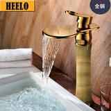 金色玉石全铜欧式面盆水龙头卫生间浴室柜加高款台上洗手脸盆冷热