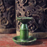 （已出）清代古董绿釉烛台灯台油灯瓷器香台摆件 陈设装饰老物件