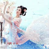2016新款清新唯美女古装主题唐装汉服蓝色飘雪纺襦裙写真服 兰妃