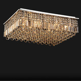 现代简约客厅水晶吸顶灯不锈钢长方形LED节能餐厅灯饰卧室灯具