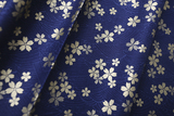 复古日本和风手工diy布料面料 蓝色烫金全棉印花和服面料 半米价