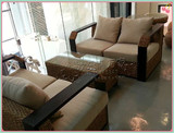 特价植物藤椅真藤沙发茶几组合5件套藤编客厅/欧式藤艺沙发