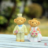 外贸韩国田园冰箱贴 可爱结婚泰迪熊树脂情侣熊婚纱熊吸磁贴一对