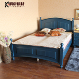 美式乡村风格复古床实木床地中海双人床1.2米 1.5米1.8米床儿童床