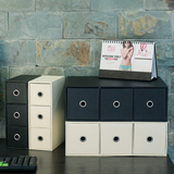 黑白3层抽屉方形办公用品小物品桌面杂物文具储物整理收纳柜盒箱