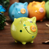 可爱卡通小猪存钱罐彩绘陶瓷硬币储钱罐创意实用生日礼物桌面摆件