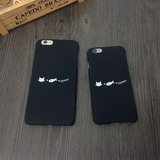 iphone6plus简约猫鱼磨砂手机壳文艺黑白清新苹果6S手机磨砂硬壳