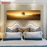 卧室挂画床头装饰画客厅沙发背景墙画风景油画现代简约有框画日出