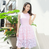 BELLEBETTY 2016S/S 独家设计定制 超美樱花粉立体羽毛连衣裙