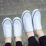 2016韩版新款小白鞋情侣白色帆布鞋男女低帮学生平底系带板鞋潮流