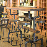 法式复古铁艺家具酒吧KTV实木水管吧台桌阳台户外休闲咖啡厅桌子