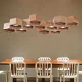 简约创意吸顶灯北欧现代客厅灯木质餐厅灯办公室吊灯蜂巢实木灯具