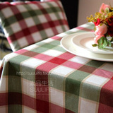 美式乡村复古新年酒红色红绿格子布艺格纹餐桌布 台布 盖布茶几布
