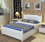 简约现代成人床双人床实木床白色松木床儿童单人床1.2 1.5 1.8米