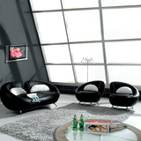 创意个性真皮沙发单人三位客厅组合简约现代时尚黑色全皮清仓特价