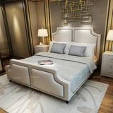 北欧现代布艺床美式简欧布床美式床1.5米1.8米棉麻箱体储物双人床