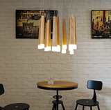 艺术创意简约餐厅会所客厅楼梯灯LED单头七头实木长形吊灯流星雨