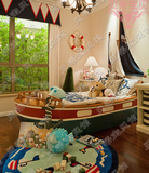 【1210】【海军】美式乡村创意家具定制【男孩房】船形实木儿童床